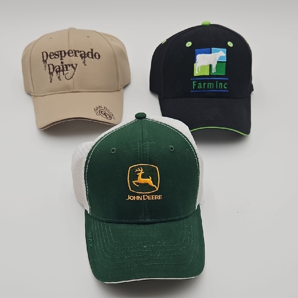 John Deere Green and White Mesh Cap Farm Inc Hat Cap Desperado Dairy Hat New